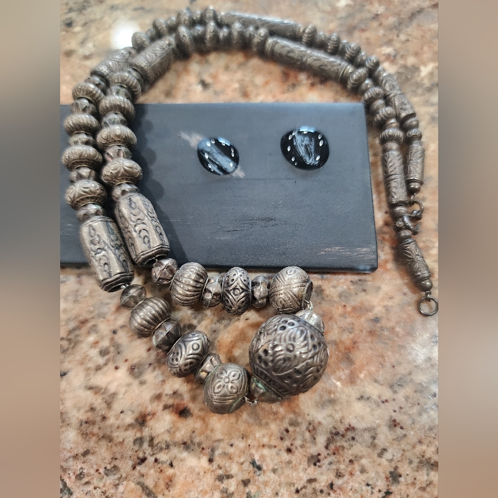 Rustic Sterling Silver,925 Beaded On Chain Necklace